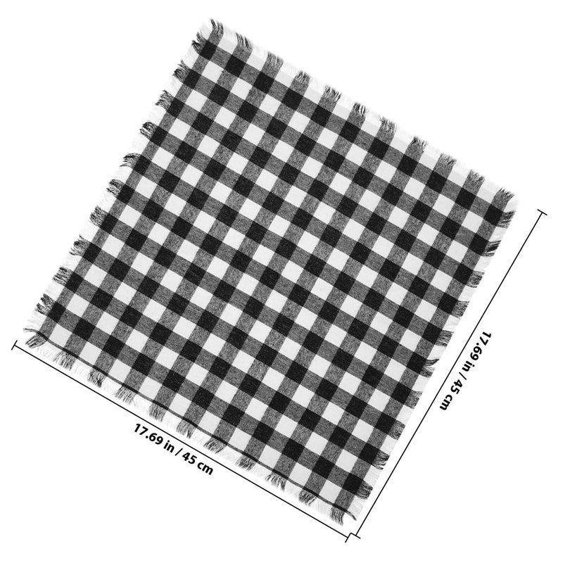 Black White Large Check Cotton Napkins 45cm Rustic Farmhouse Plaid Table Linen - Image 3